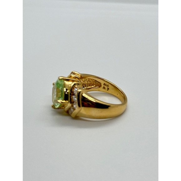 925 STERLING SILVER GOLD PLATED CZ RING SIZE 6 - Picture 3 of 9